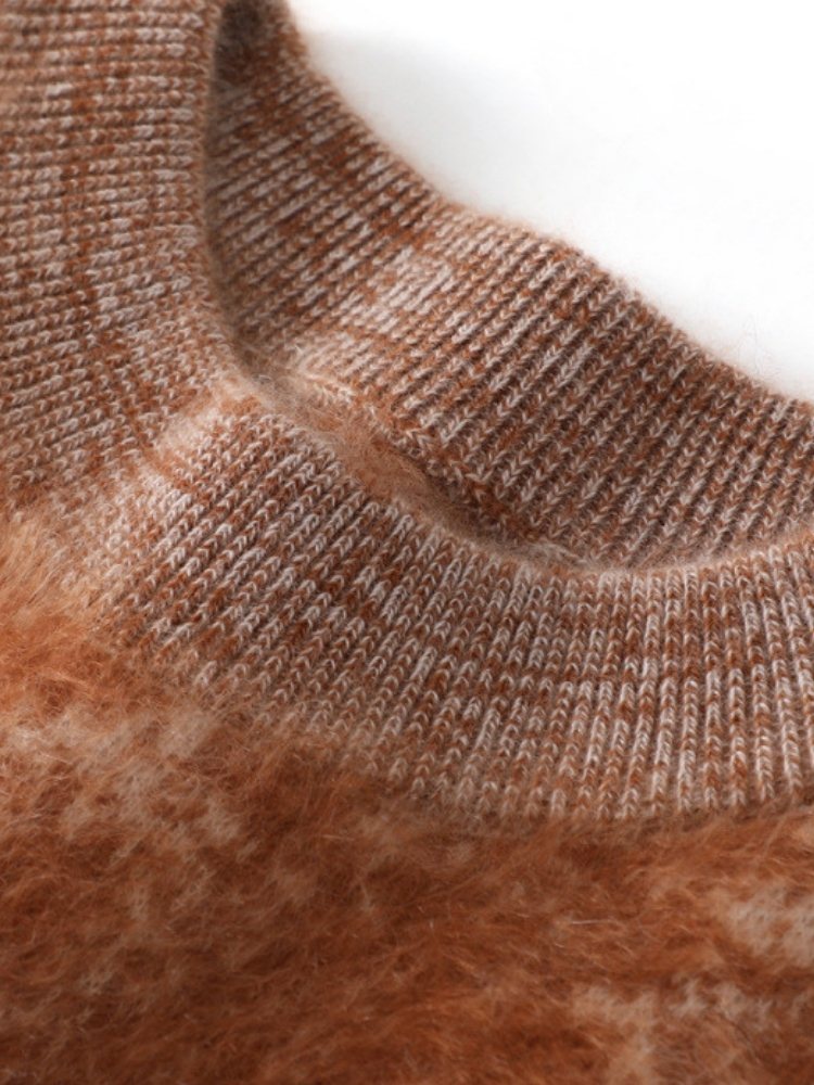 Lanly Cashmere Brushed Jacquard Sweater - Brown Mongolia Marble Knit