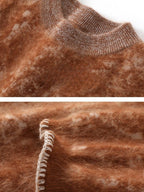 Lanly Cashmere Brushed Jacquard Sweater - Brown Mongolia Marble Knit