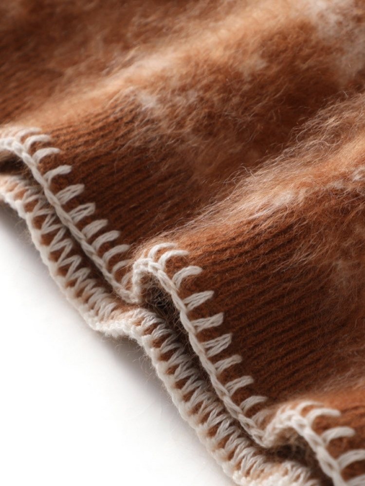 Lanly Cashmere Brushed Jacquard Sweater - Brown Mongolia Marble Knit