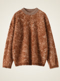 Lanly Cashmere Brushed Jacquard Sweater - Brown Mongolia Marble Knit