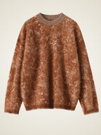 Lanly Cashmere Brushed Jacquard Sweater - Brown Mongolia Marble Knit