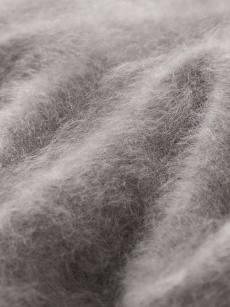 Lanly Cashmere Brushed V-Neck Sweater - Mongolia Loose Knit Pullover