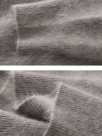 Lanly Cashmere Brushed V-Neck Sweater - Mongolia Loose Knit Pullover