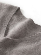 Lanly Cashmere Brushed V-Neck Sweater - Mongolia Loose Knit Pullover