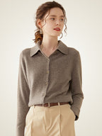 Lanly Cashmere Button-Down Shirt Cardigan - Mongolia Cashmere Polo Sweater