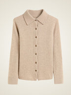 Lanly Cashmere Button-Down Shirt Cardigan - Mongolia Cashmere Polo Sweater