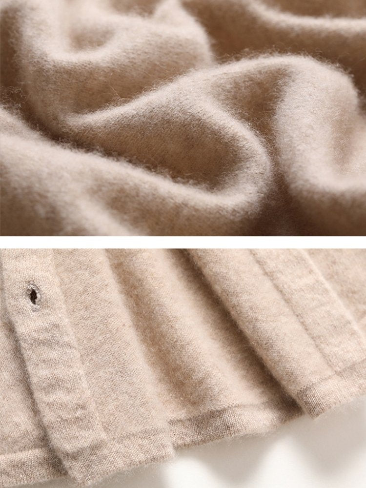 Lanly Cashmere Button-Down Shirt Cardigan - Mongolia Cashmere Polo Sweater