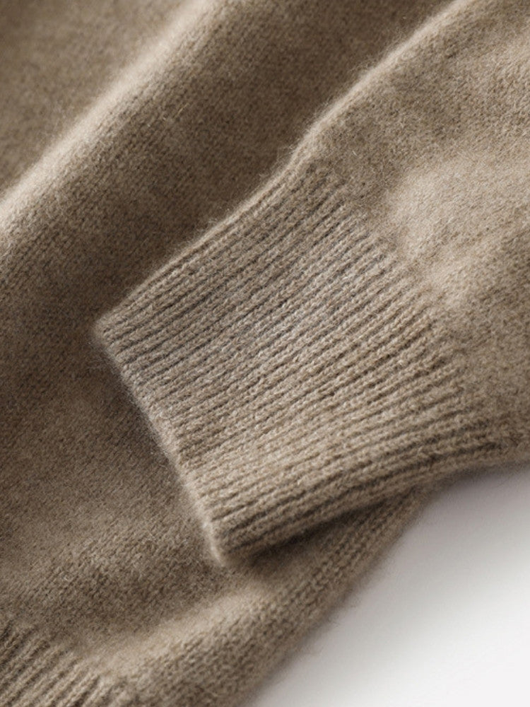 Lanly Cashmere Button Henley Knit - Premium Mongolia Cashmere Mock-Neck