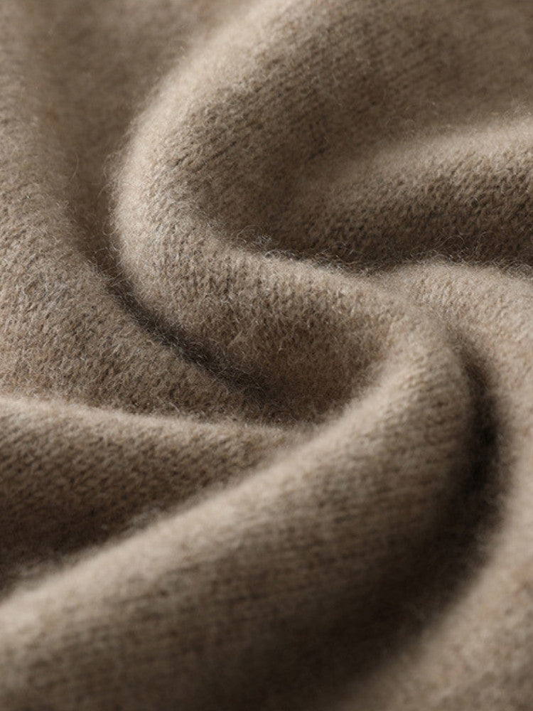 Lanly Cashmere Button Henley Knit - Premium Mongolia Cashmere Mock-Neck