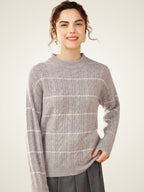 Lanly Cashmere Cable-Knit Striped Sweater - Mongolia Cashmere Crewneck