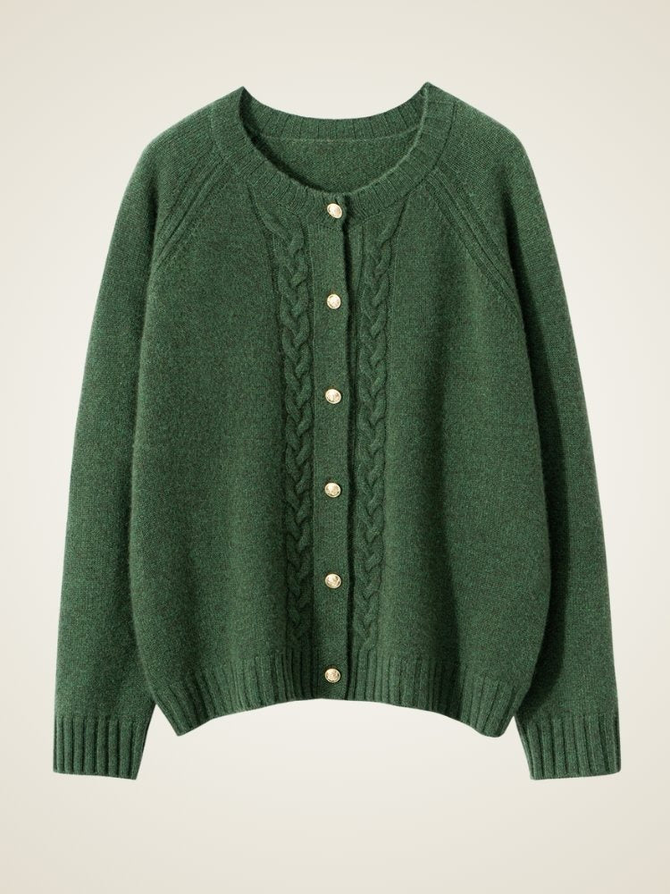 Lanly Cashmere Cable Knit Cardigan - Mongolia Crewneck Sweater