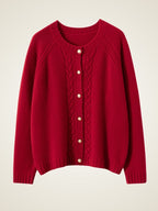 Lanly Cashmere Cable Knit Cardigan - Mongolia Crewneck Sweater