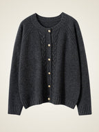 Lanly Cashmere Cable Knit Cardigan - Mongolia Crewneck Sweater