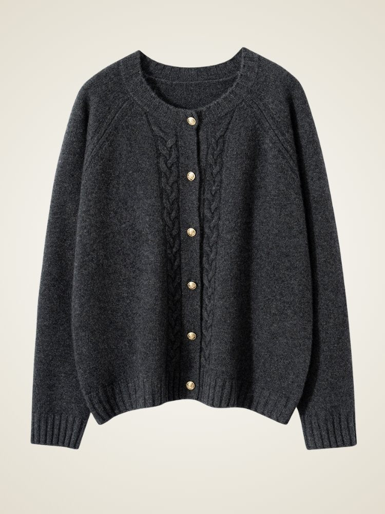 Lanly Cashmere Cable Knit Cardigan - Mongolia Crewneck Sweater