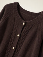 Lanly Cashmere Cable Knit Cardigan - Mongolia Crewneck Sweater