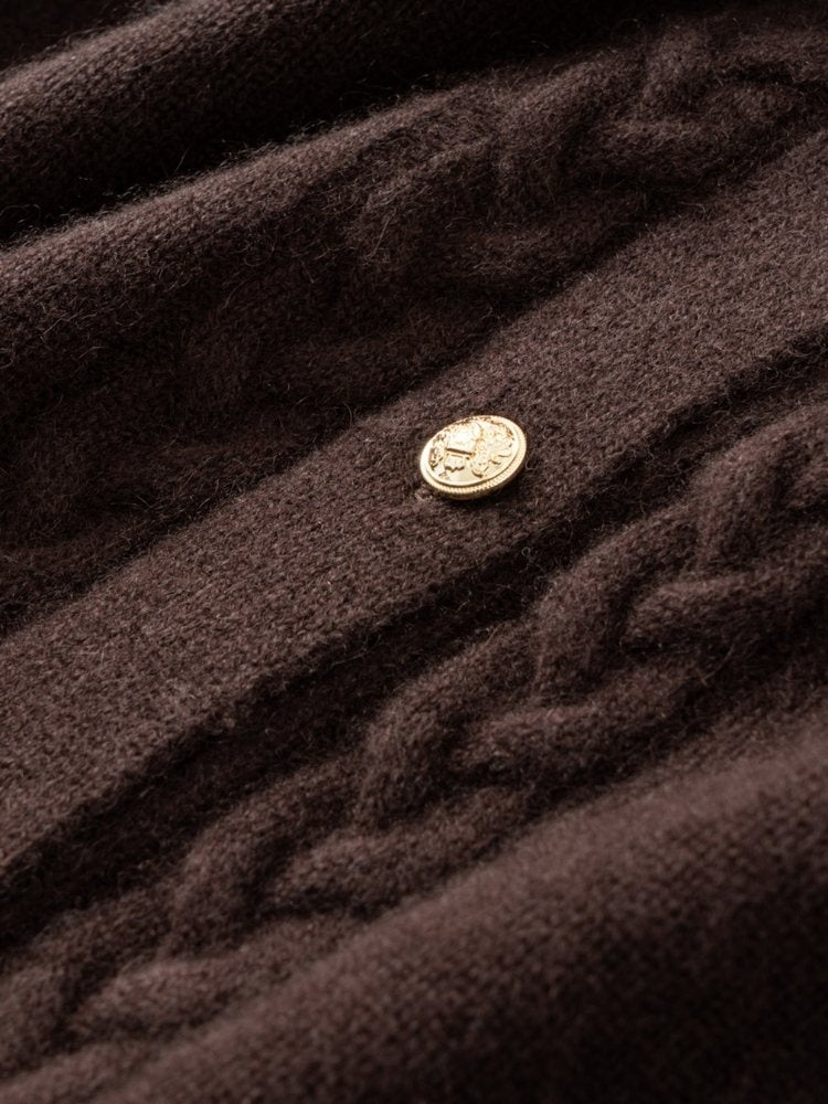 Lanly Cashmere Cable Knit Cardigan - Mongolia Crewneck Sweater