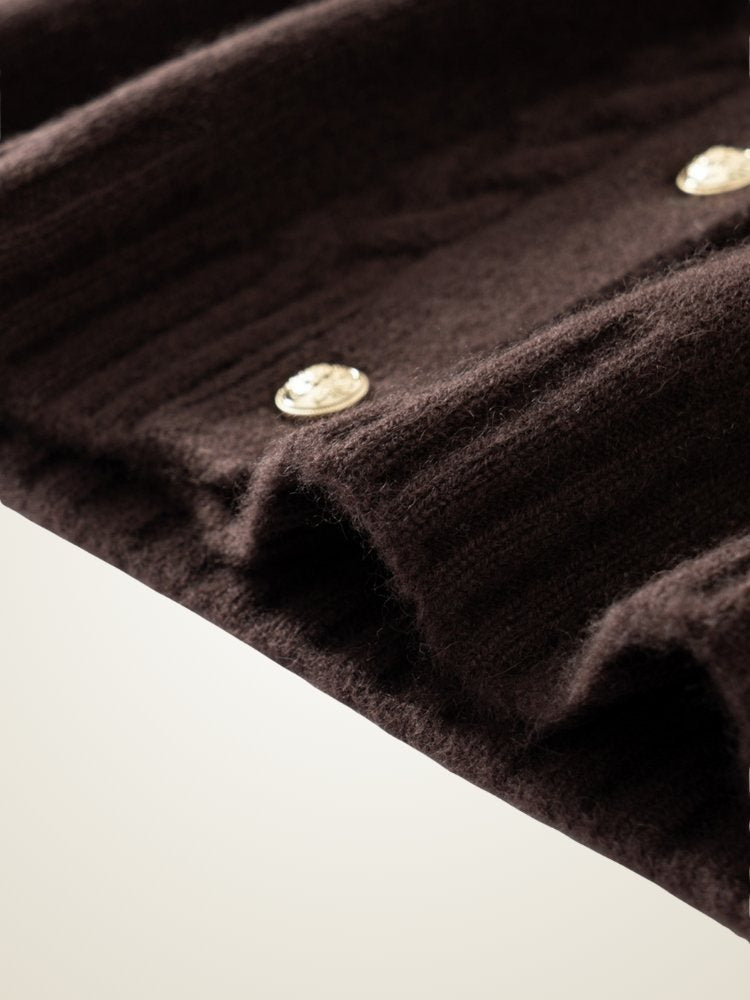 Lanly Cashmere Cable Knit Cardigan - Mongolia Crewneck Sweater