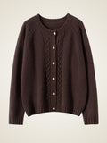 Lanly Cashmere Cable Knit Cardigan - Mongolia Crewneck Sweater