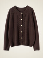 Lanly Cashmere Cable Knit Cardigan - Mongolia Crewneck Sweater