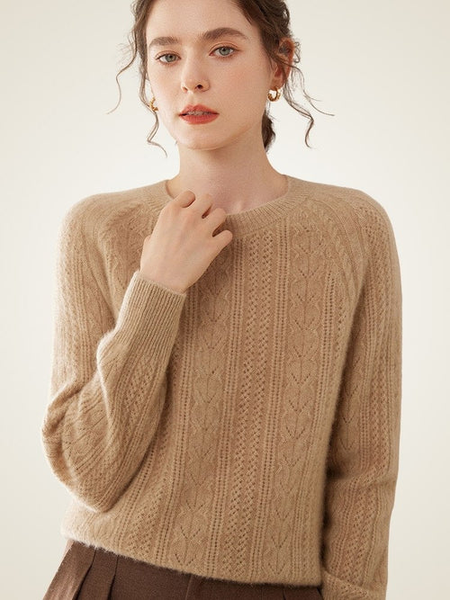 Lanly Cashmere Cable Knit Crewneck Sweater - Mongolia Cashmere Pullover