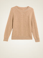 Lanly Cashmere Cable Knit Crewneck Sweater - Mongolia Cashmere Pullover