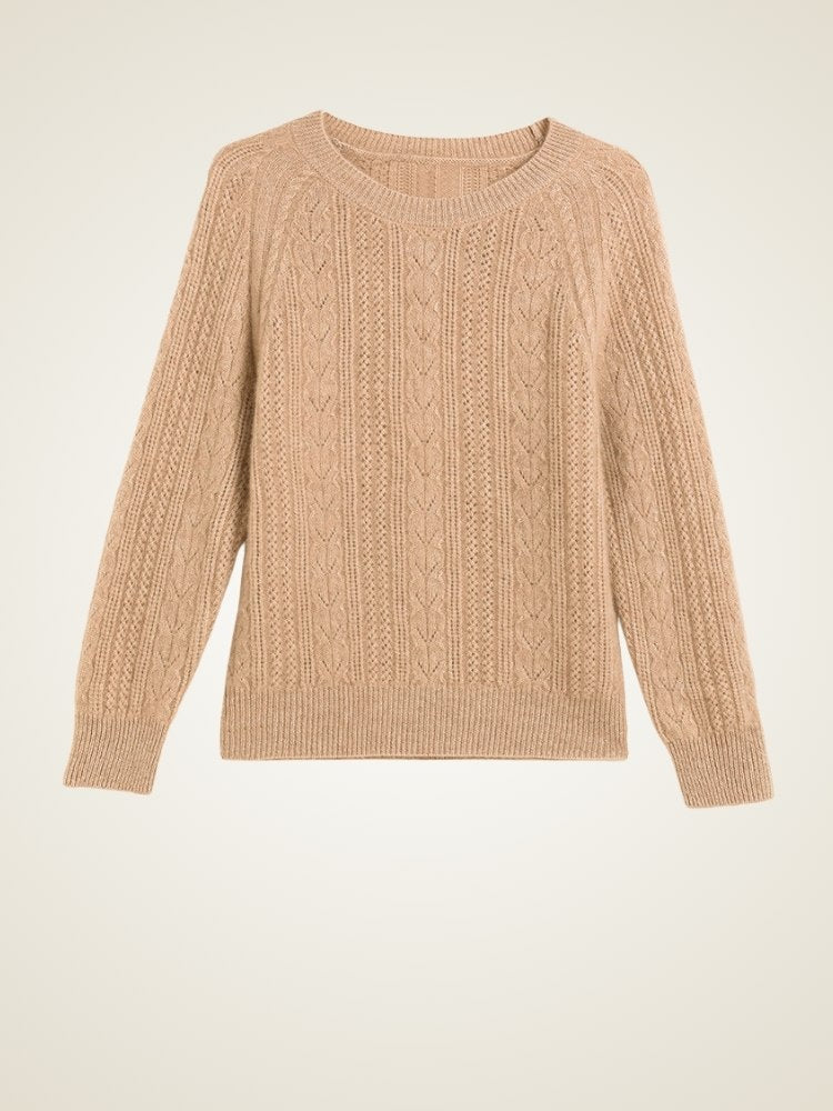 Lanly Cashmere Cable Knit Crewneck Sweater - Mongolia Cashmere Pullover
