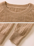 Lanly Cashmere Cable Knit Crewneck Sweater - Mongolia Cashmere Pullover