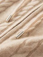 Lanly Cashmere Cable Knit Hoodie - Mongolia Zip-Up Cardigan