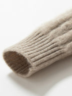 Lanly Cashmere Cable Knit Polo Sweater - Mongolia Cashmere V-Neck Pullover