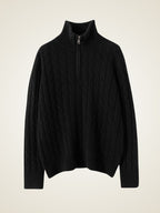 Lanly Cashmere Cable Sweater - Mongolia Quarter-Zip Pullover
