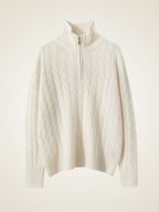 Lanly Cashmere Cable Sweater - Mongolia Quarter-Zip Pullover