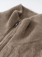 Lanly Cashmere Cable Sweater - Mongolia Quarter-Zip Pullover