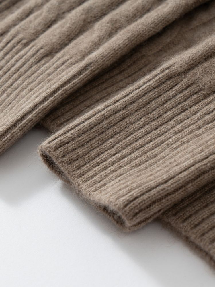 Lanly Cashmere Cable Sweater - Mongolia Quarter-Zip Pullover