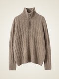 Lanly Cashmere Cable Sweater - Mongolia Quarter-Zip Pullover