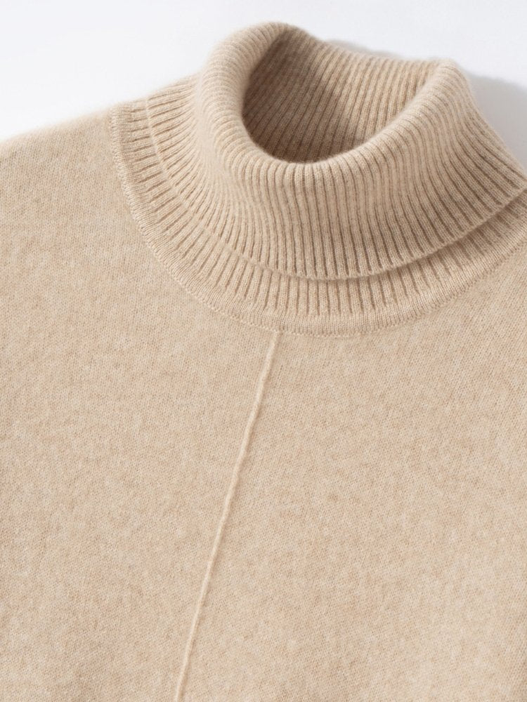 Lanly Cashmere Center-Seam Sweater - Mongolia Mock Turtleneck