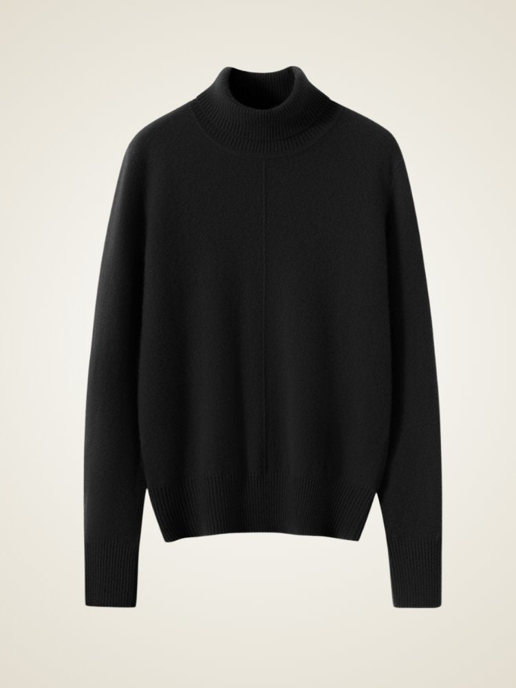 Lanly Cashmere Center-Seam Sweater - Mongolia Mock Turtleneck
