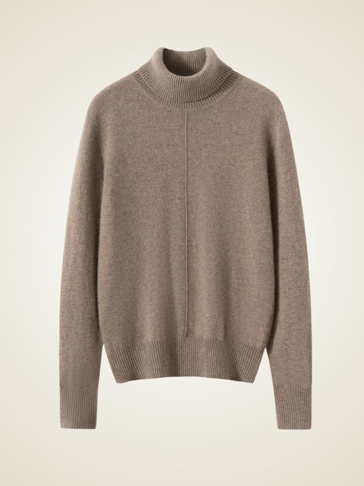 Lanly Cashmere Center-Seam Sweater - Mongolia Mock Turtleneck