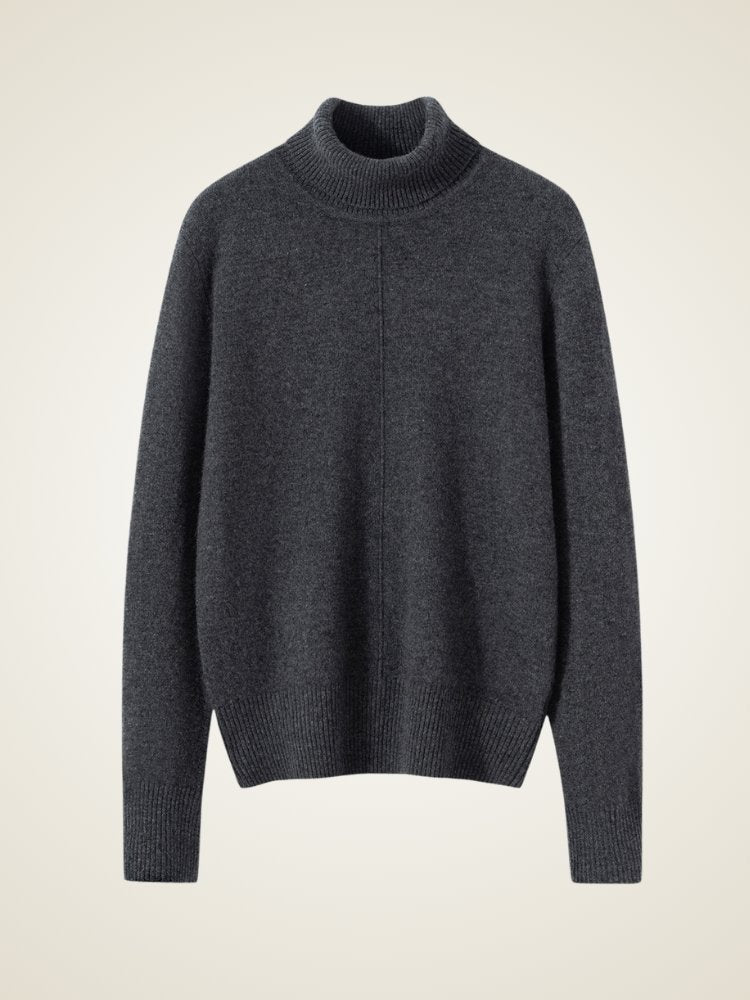 Lanly Cashmere Center-Seam Sweater - Mongolia Mock Turtleneck