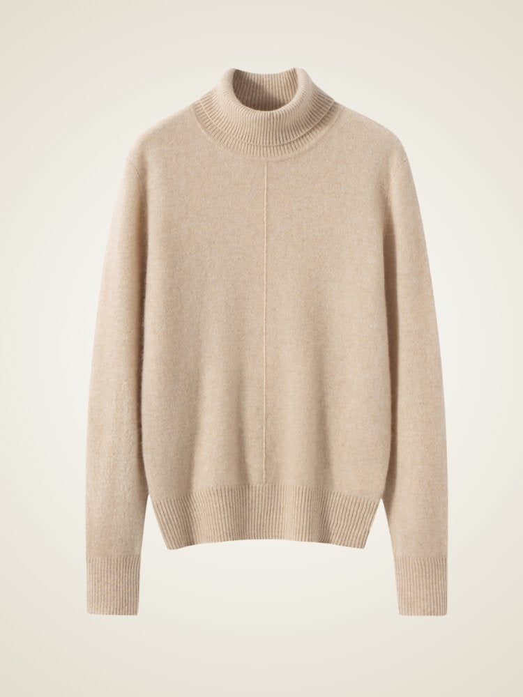 Lanly Cashmere Center-Seam Sweater - Mongolia Mock Turtleneck