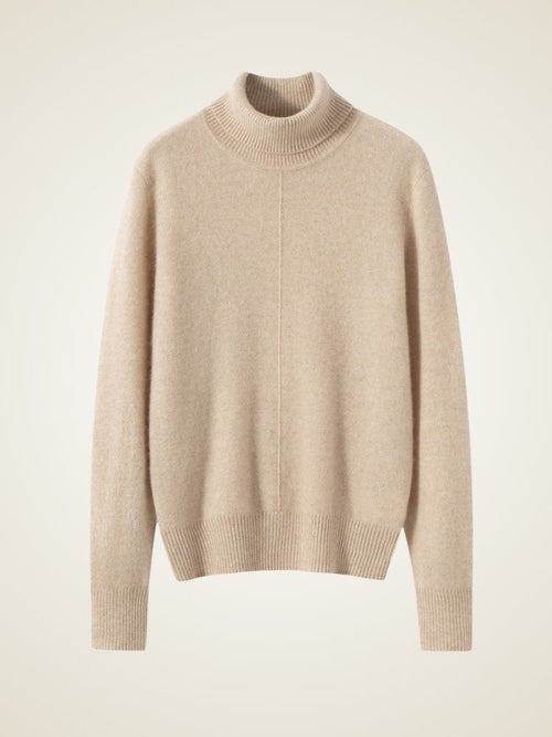 Lanly Cashmere Center-Seam Sweater - Mongolia Mock Turtleneck