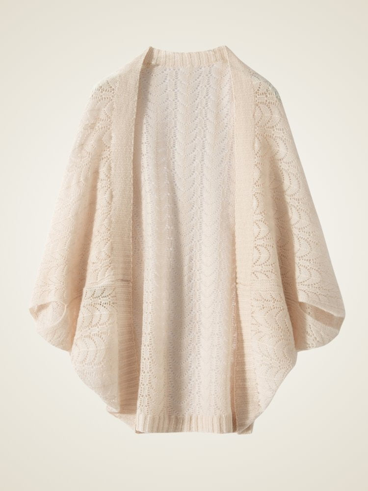 Lanly Cashmere Cocoon Cardigan - Mongolia Pointelle Open Sweater