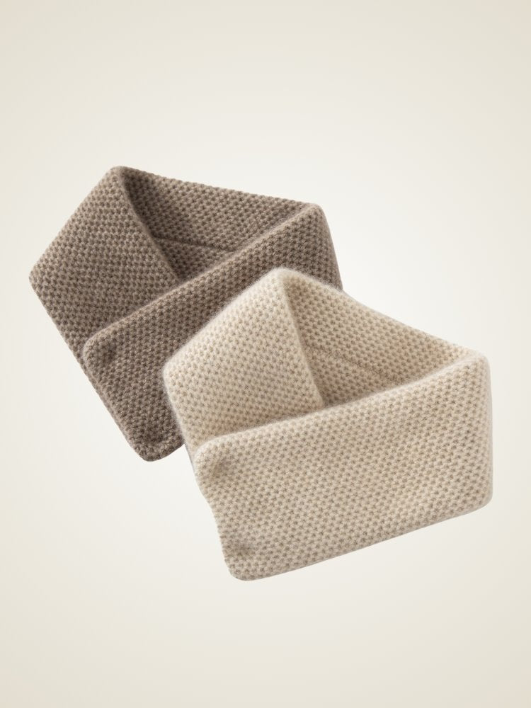 Lanly Cashmere Collar Scarf - Mongolia Honeycomb Knit Neck Warmer