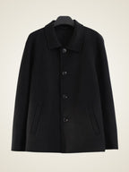 Lanly Cashmere Collared Short Jacket - Black 100% Pure Cashmere Blouson