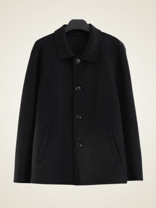 Lanly Cashmere Collared Short Jacket - Black 100% Pure Cashmere Blouson