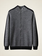 Lanly Cashmere Color-Block Zip Jacket - Contrast Trim Mongolia Cashmere Cardigan