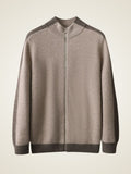 Lanly Cashmere Color-Block Zip Jacket - Contrast Trim Mongolia Cashmere Cardigan