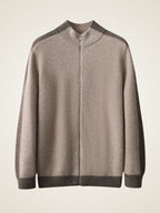 Lanly Cashmere Color-Block Zip Jacket - Contrast Trim Mongolia Cashmere Cardigan