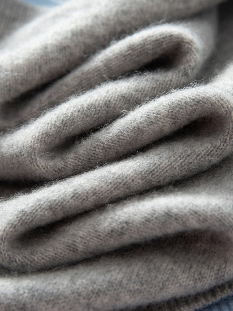 Lanly Cashmere Crewneck Cardigan - Grey Mongolia Layered Knit Sweater