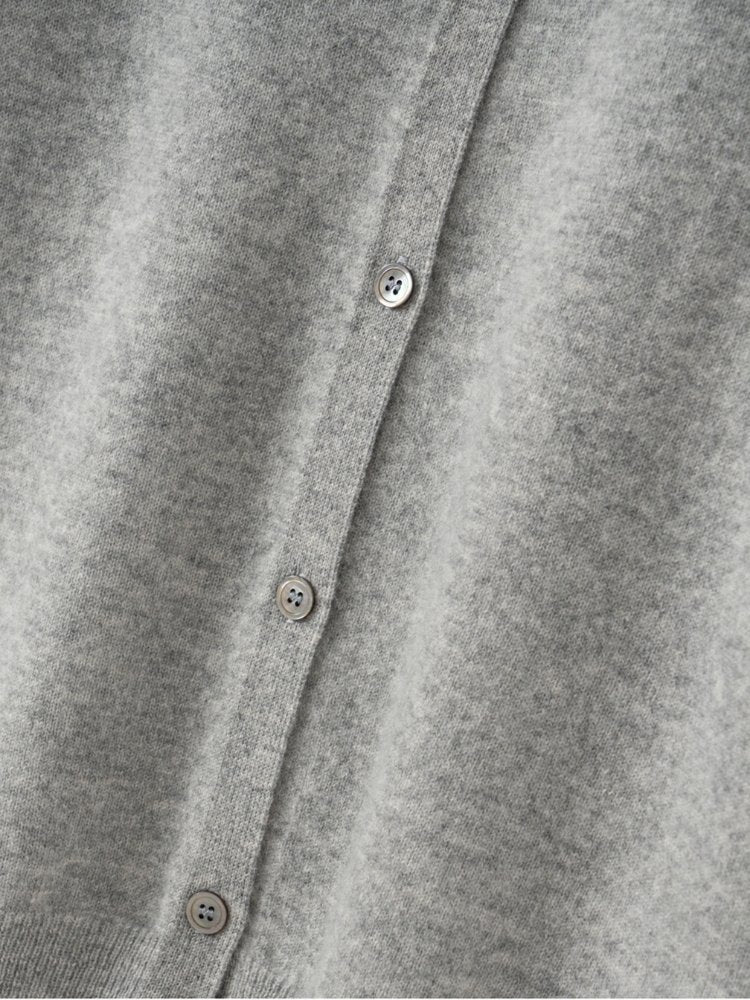 Lanly Cashmere Crewneck Cardigan - Grey Mongolia Layered Knit Sweater