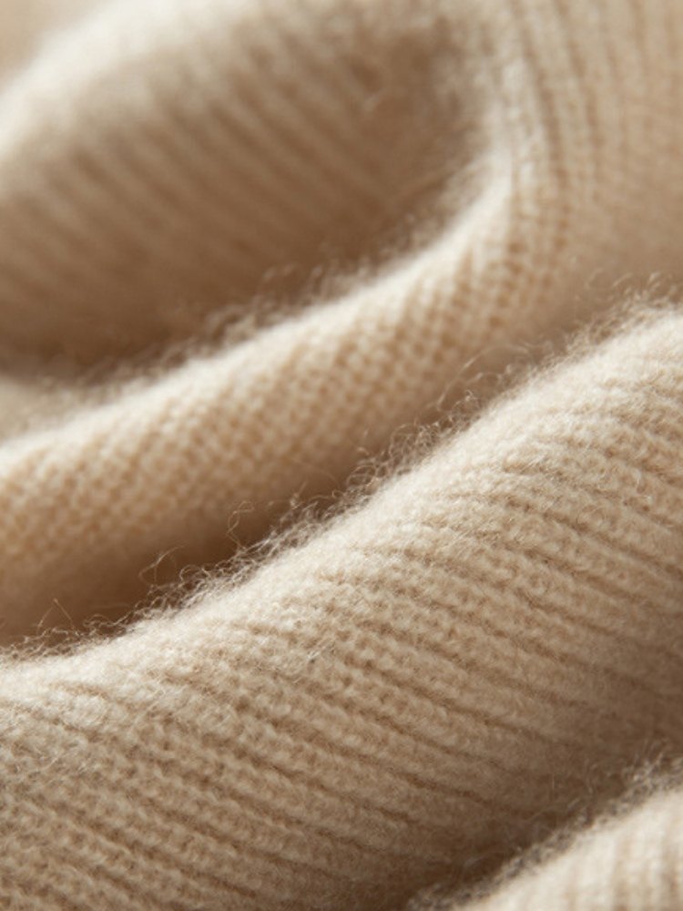 Lanly Cashmere Crewneck Sweater - Beige Mongolia Cable-Sleeve Pullove